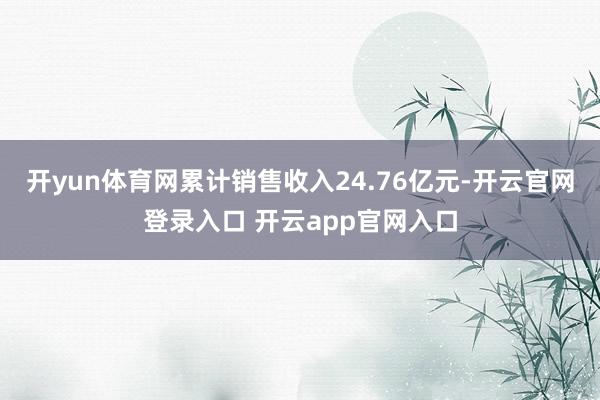 开yun体育网累计销售收入24.76亿元-开云官网登录入口 开云app官网入口