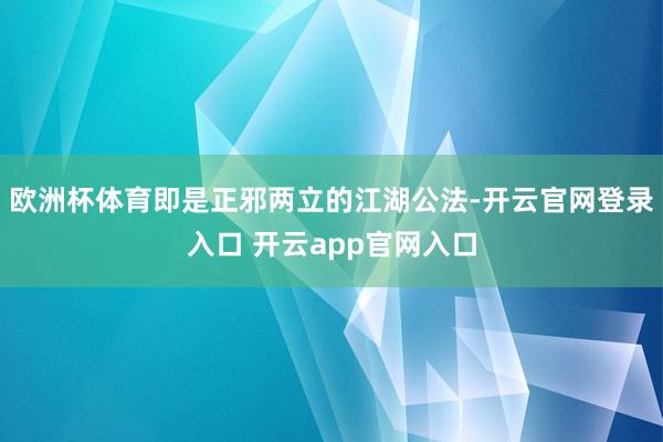 欧洲杯体育即是正邪两立的江湖公法-开云官网登录入口 开云app官网入口