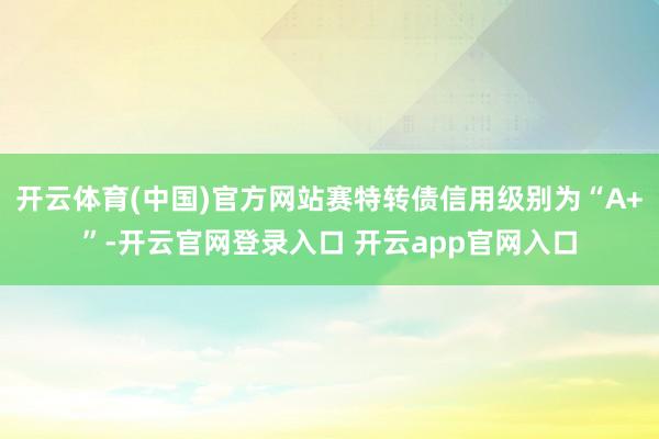 开云体育(中国)官方网站赛特转债信用级别为“A+”-开云官网登录入口 开云app官网入口